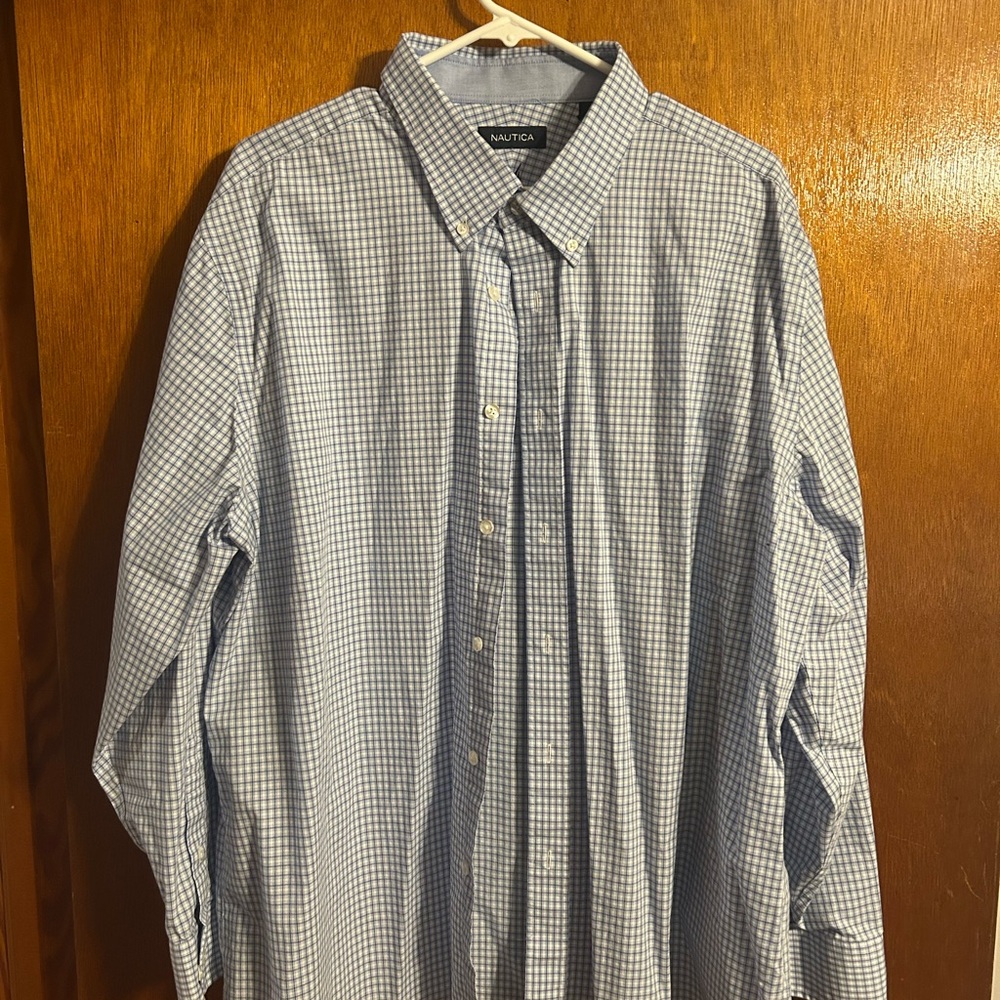 Nautica Men's Blue Checkered Shirt